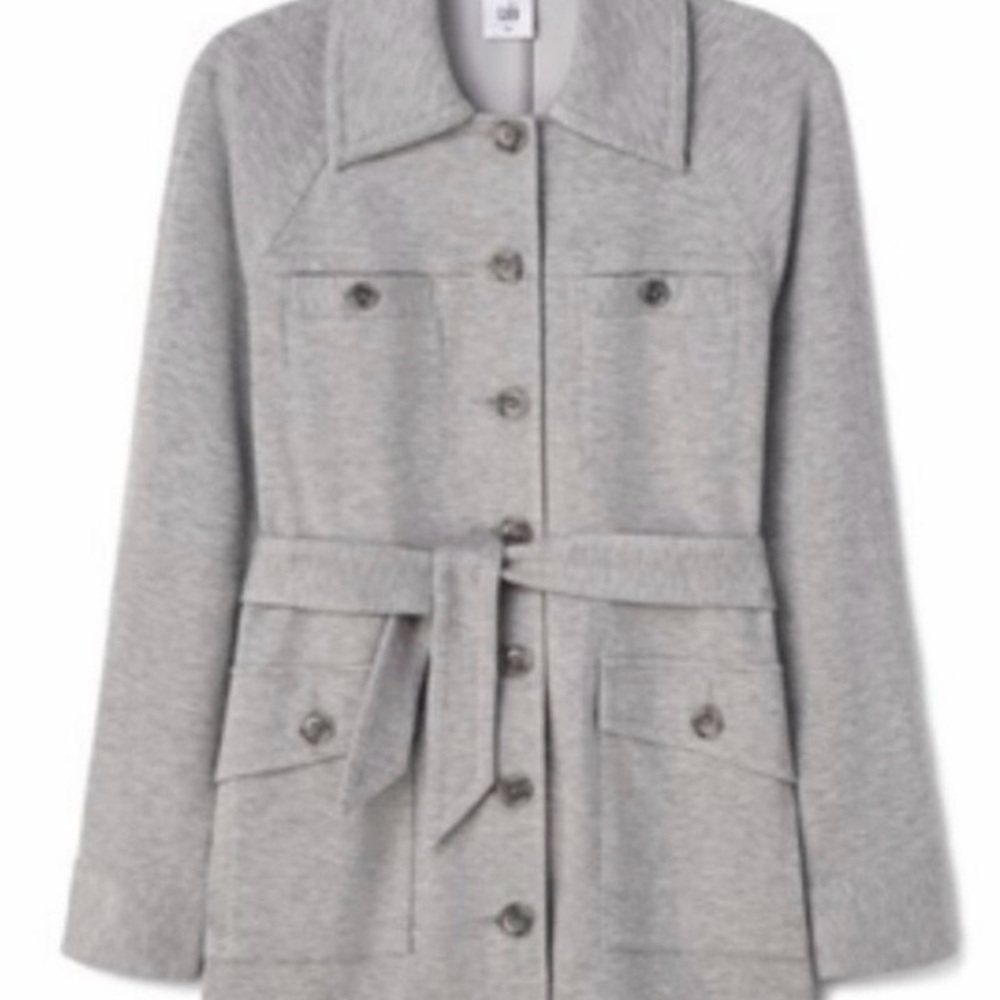 CAbi Light Gray Belted Utility Jacket